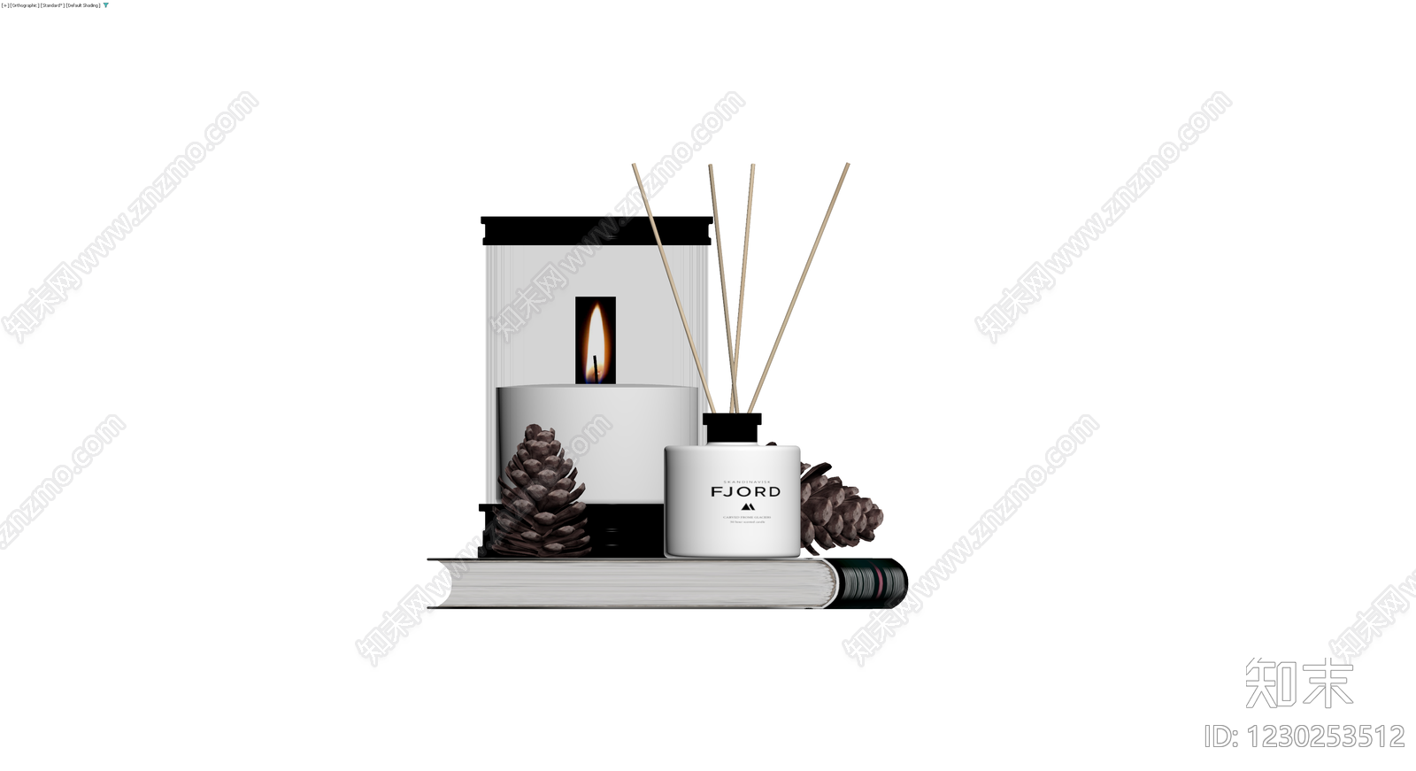香薰蜡烛与书组合3D模型下载【ID:1230253512】