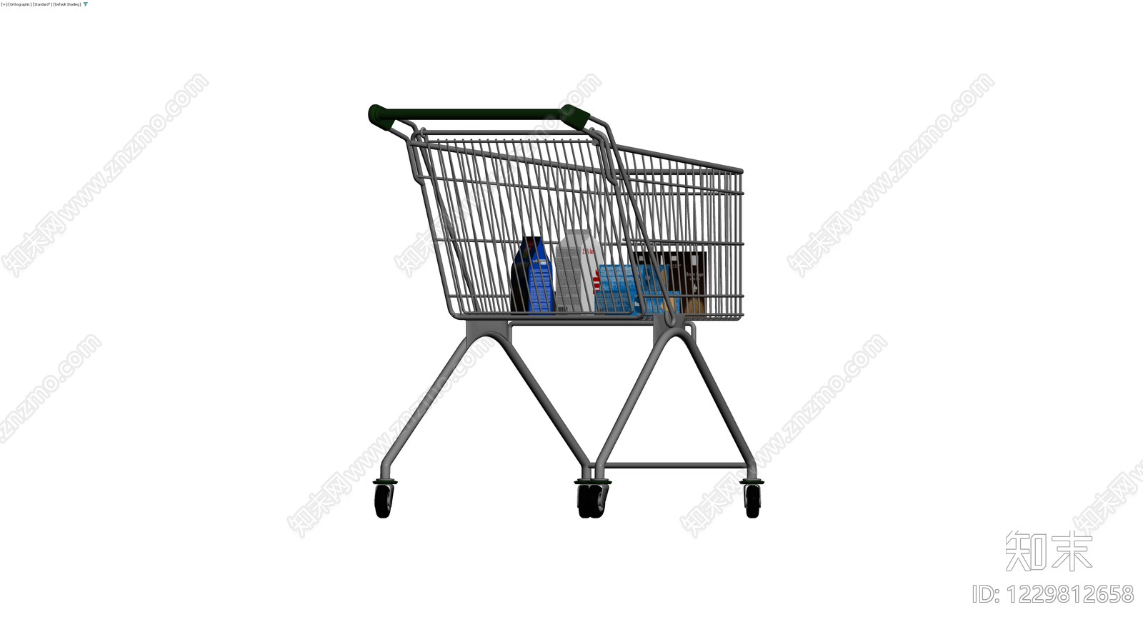 超市购物车模型（含商品）3D模型下载【ID:1229812658】