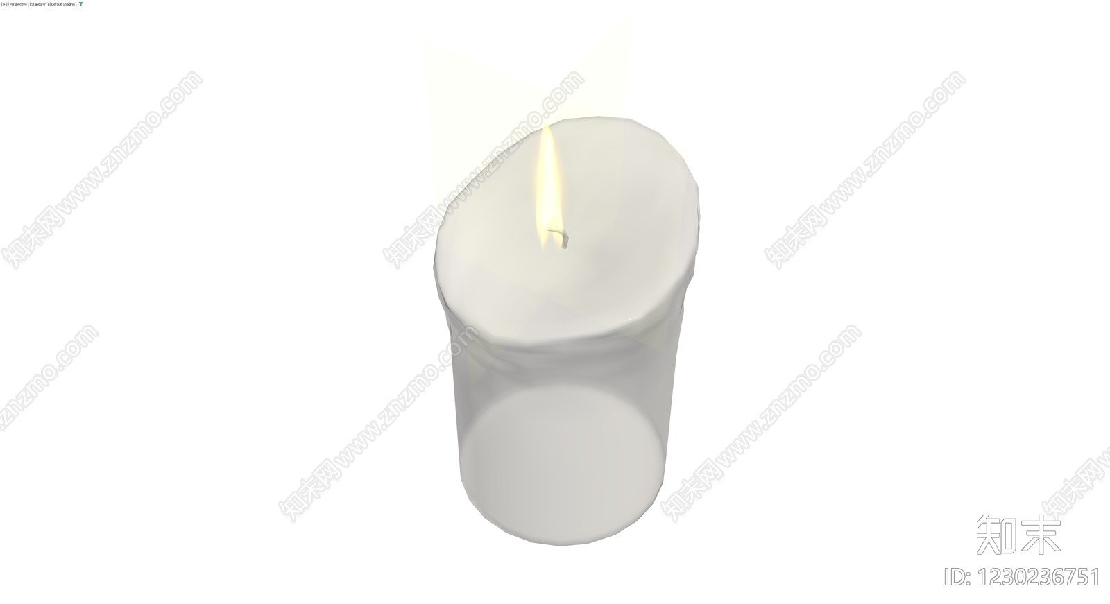 燃烧白色圆柱蜡烛3D模型下载【ID:1230236751】