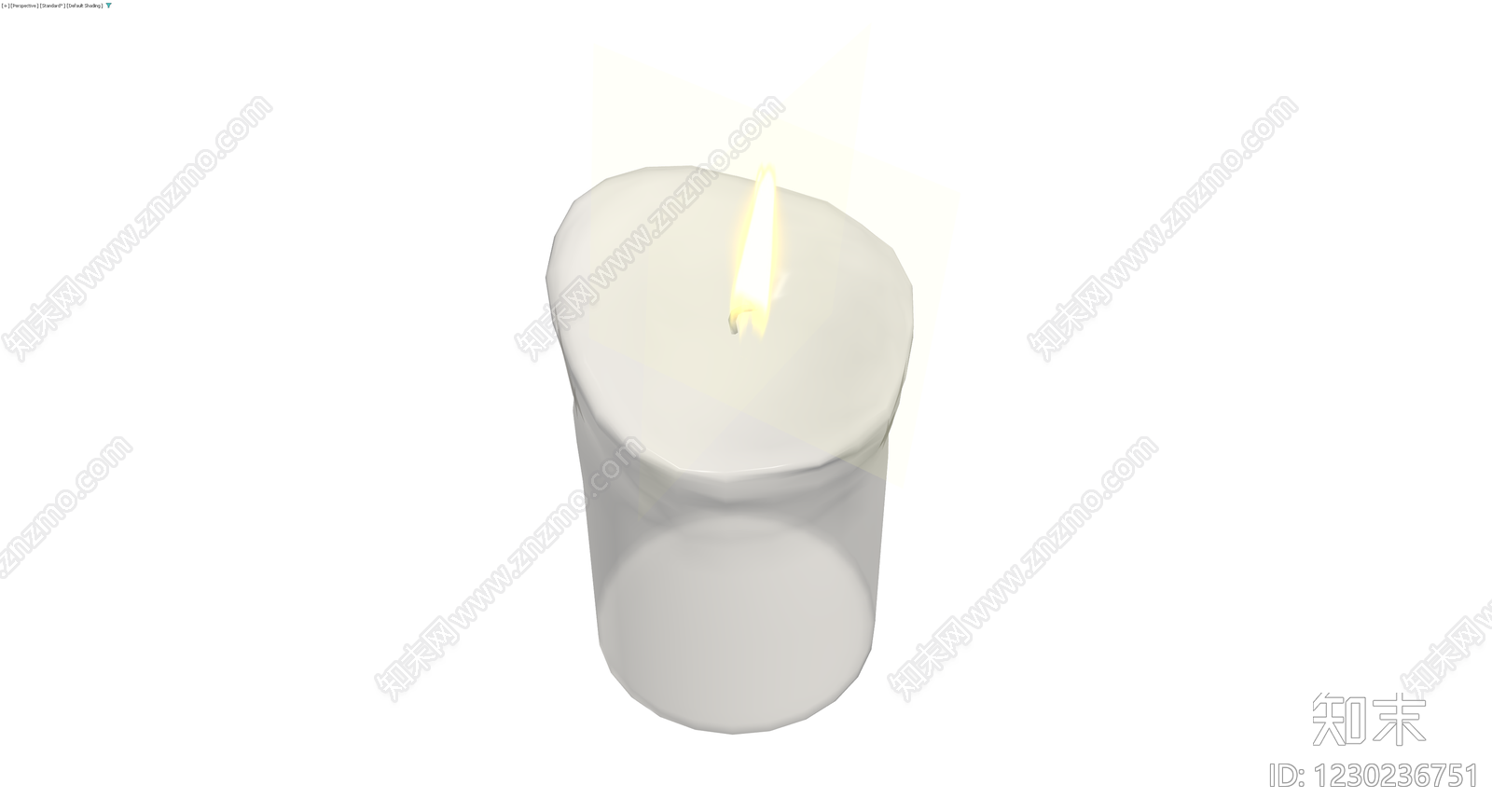 燃烧白色圆柱蜡烛3D模型下载【ID:1230236751】