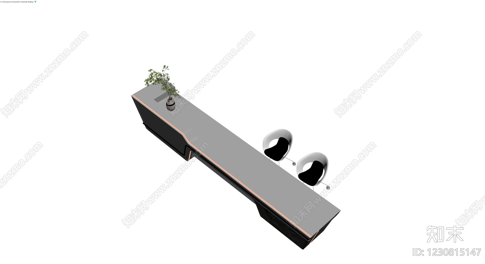 现代风格长吧台组合3D模型下载【ID:1230815147】