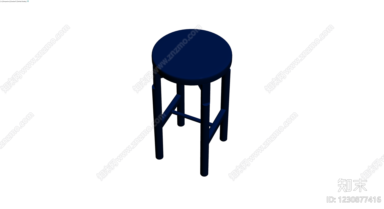 深蓝色四脚圆凳3D模型下载【ID:1230877416】