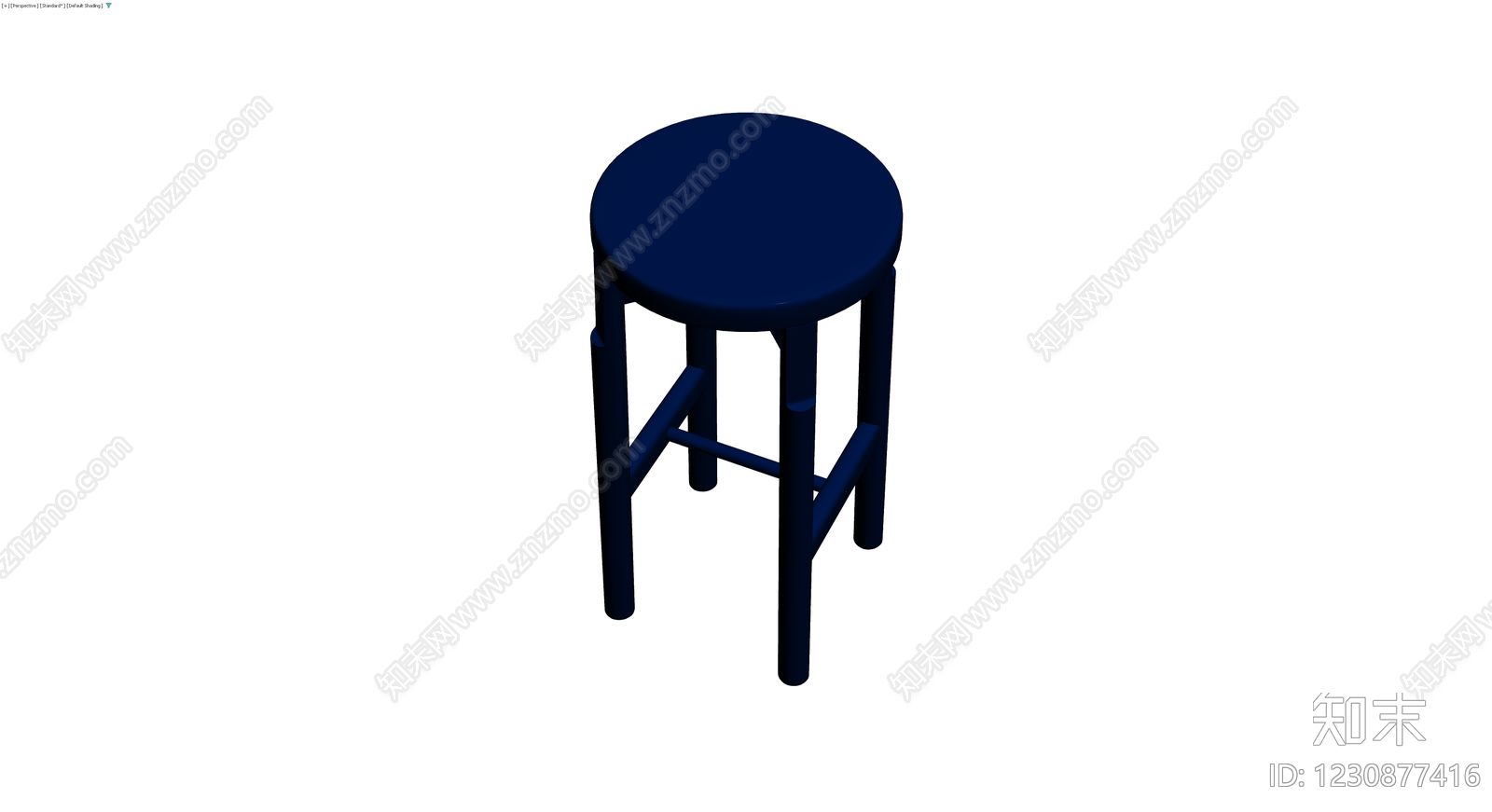 深蓝色四脚圆凳3D模型下载【ID:1230877416】