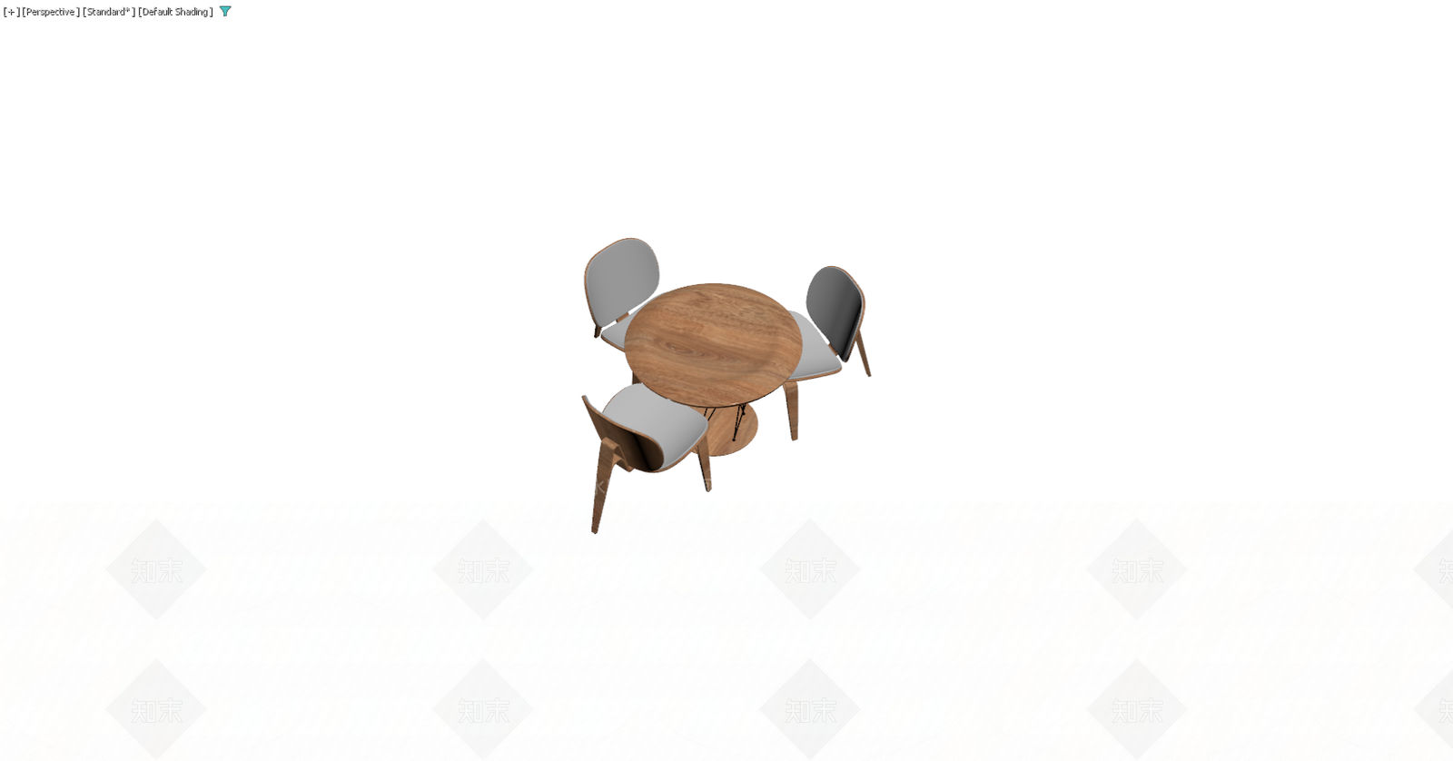 木质圆桌与餐椅组合3D模型下载【ID:1229580034】