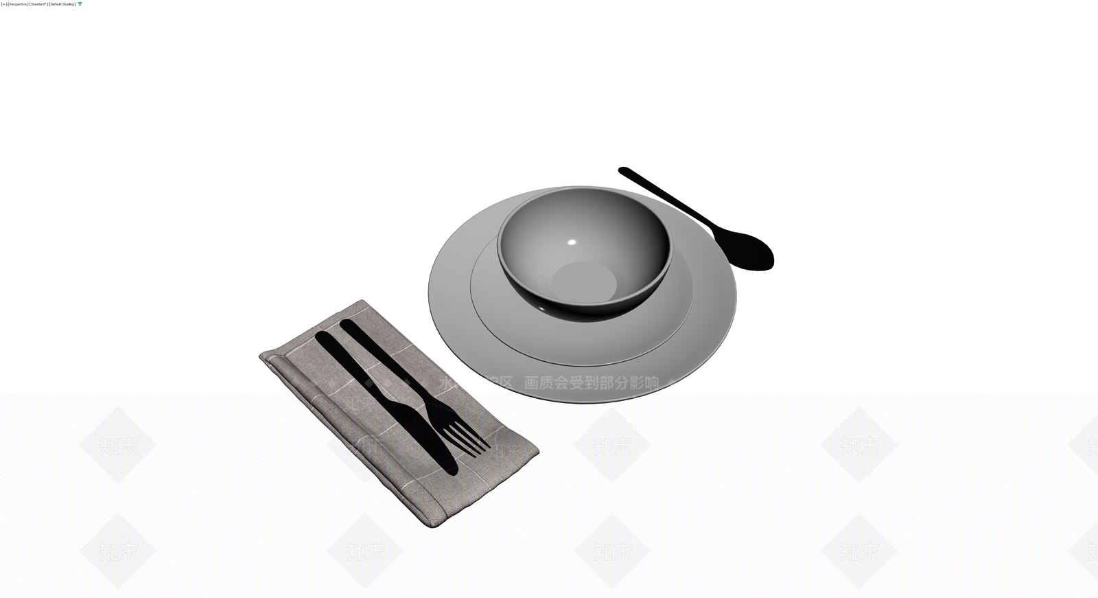 灰模餐具组合套装3D模型下载【ID:1230405242】