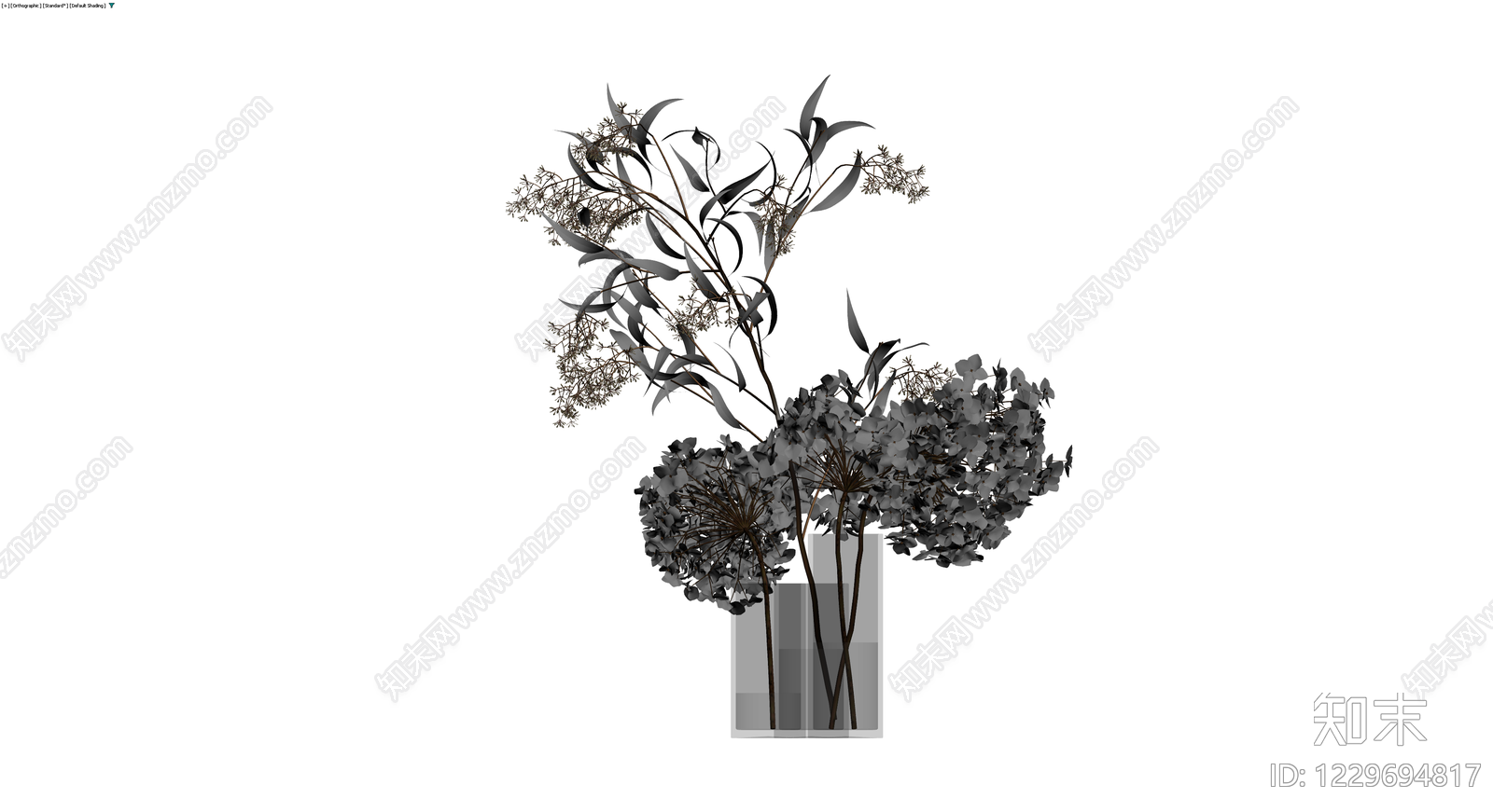 花瓶插绣球尤加利花艺3D模型下载【ID:1229694817】