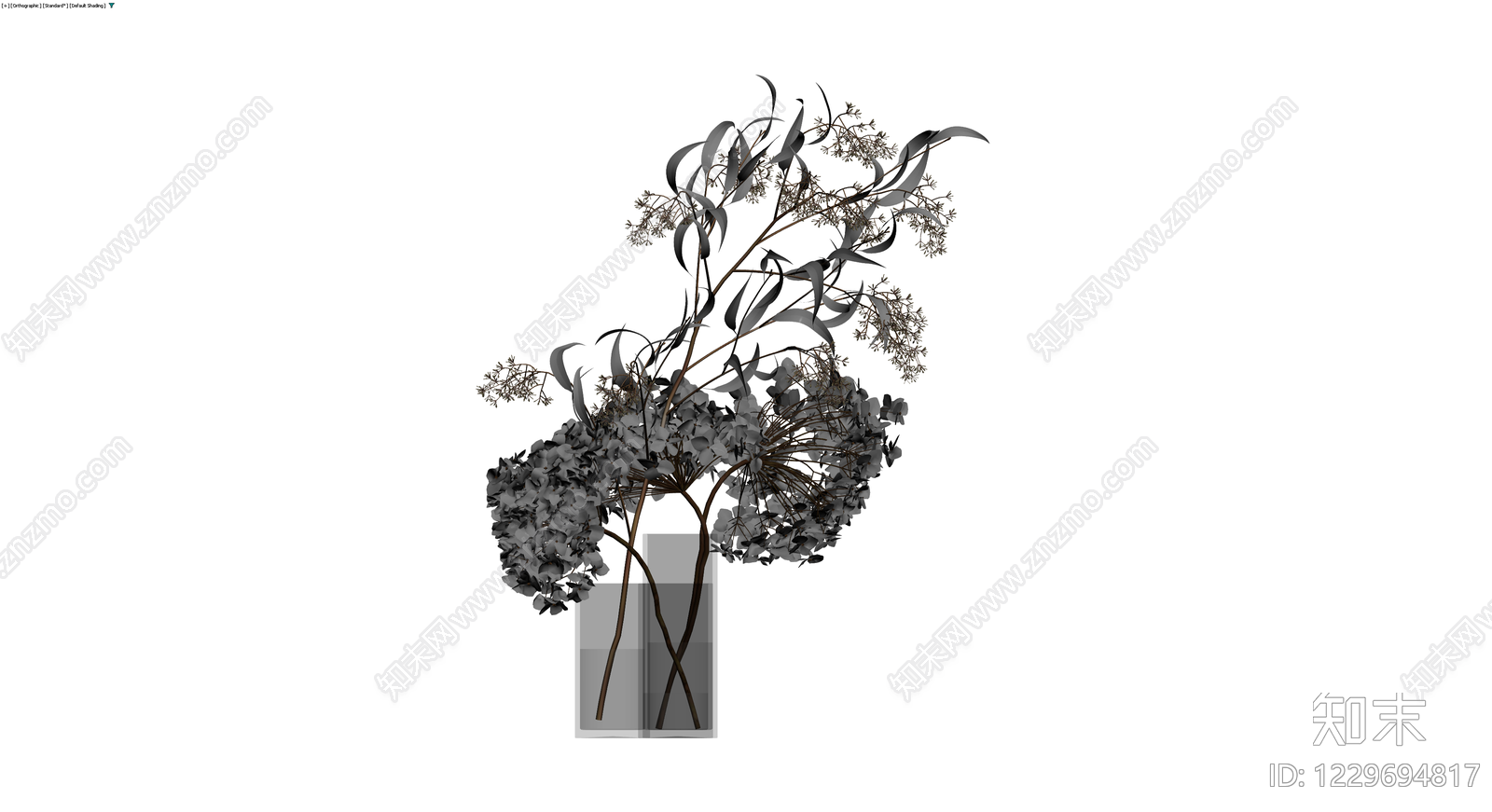 花瓶插绣球尤加利花艺3D模型下载【ID:1229694817】