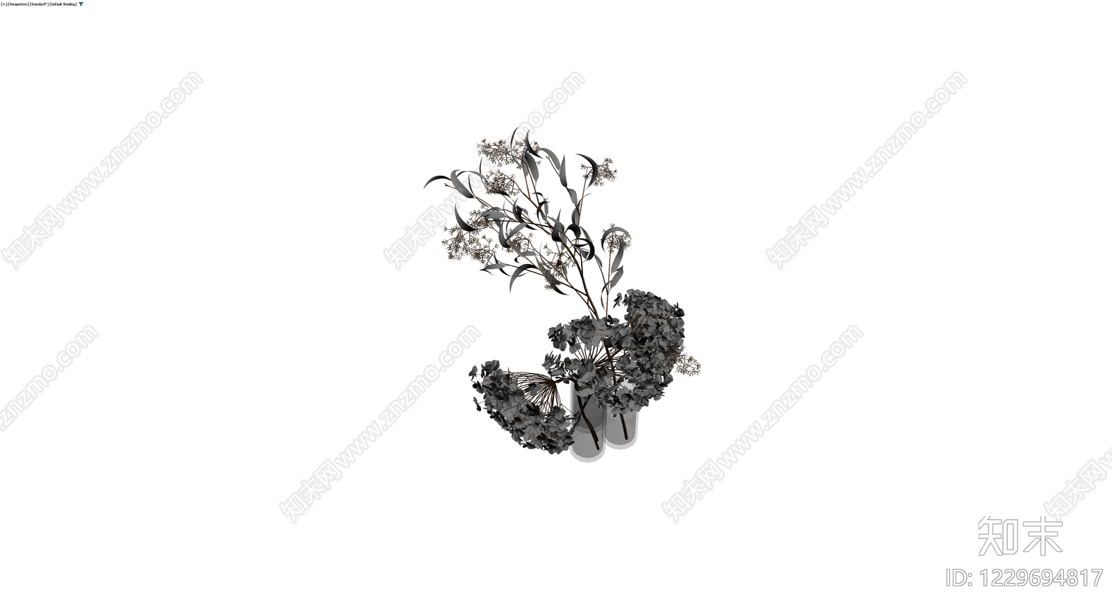 花瓶插绣球尤加利花艺3D模型下载【ID:1229694817】