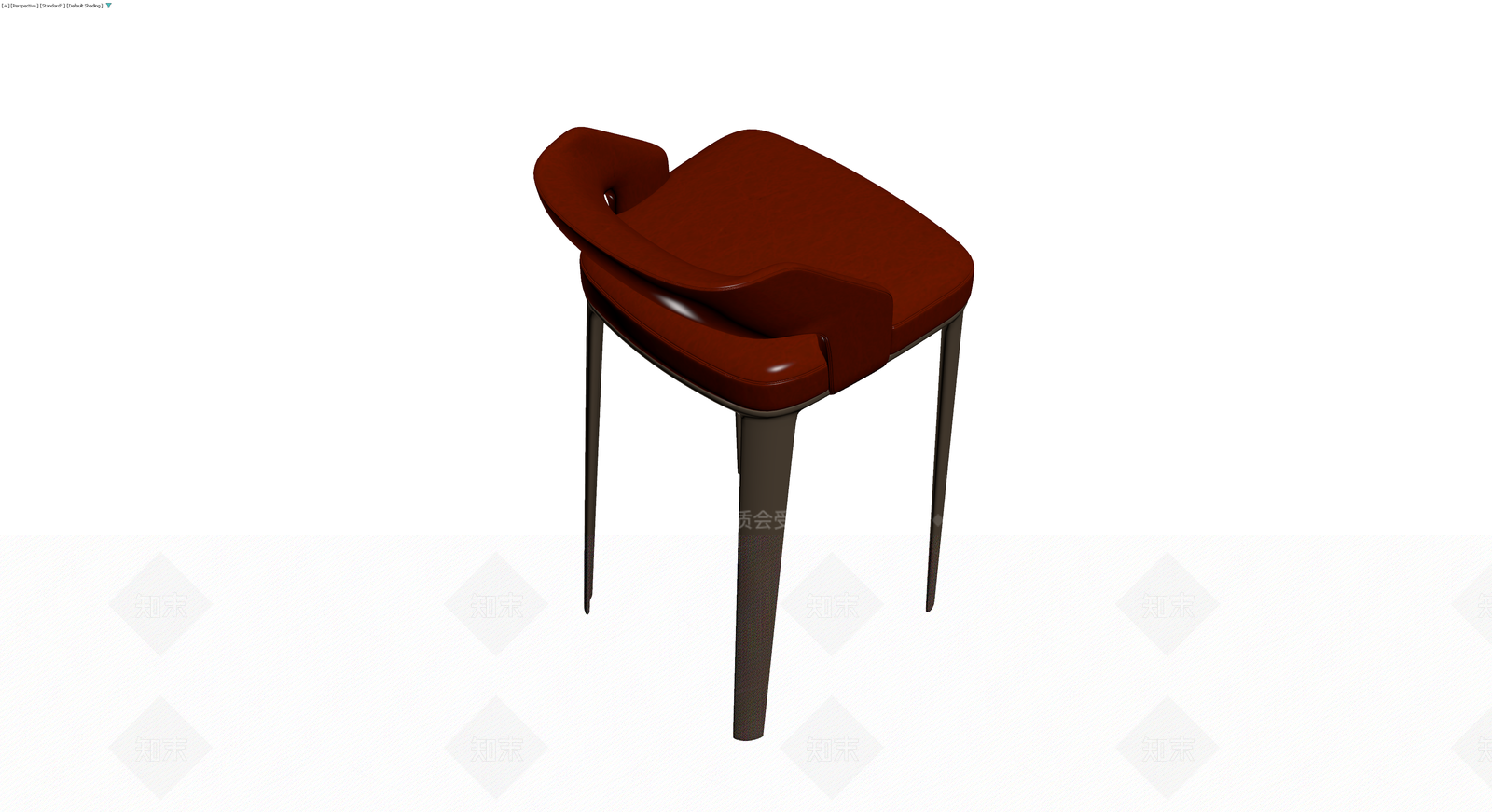 红褐色软包高脚椅3D模型下载【ID:1230140325】