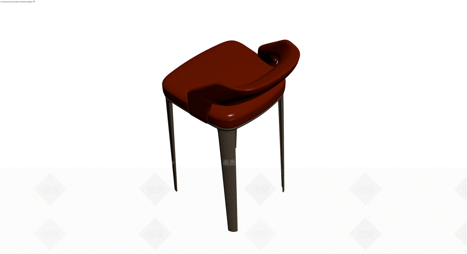 红褐色软包高脚椅3D模型下载【ID:1230140325】