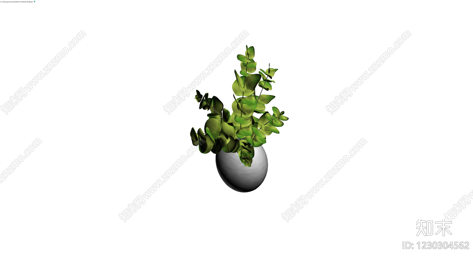 白色花瓶配尤加利叶3D模型下载【ID:1230304562】