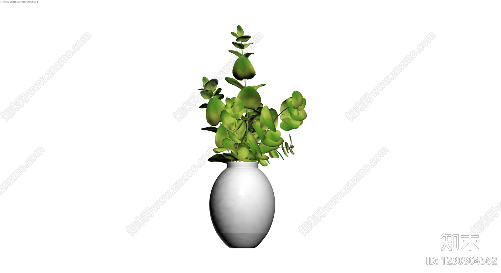 白色花瓶配尤加利叶3D模型下载【ID:1230304562】