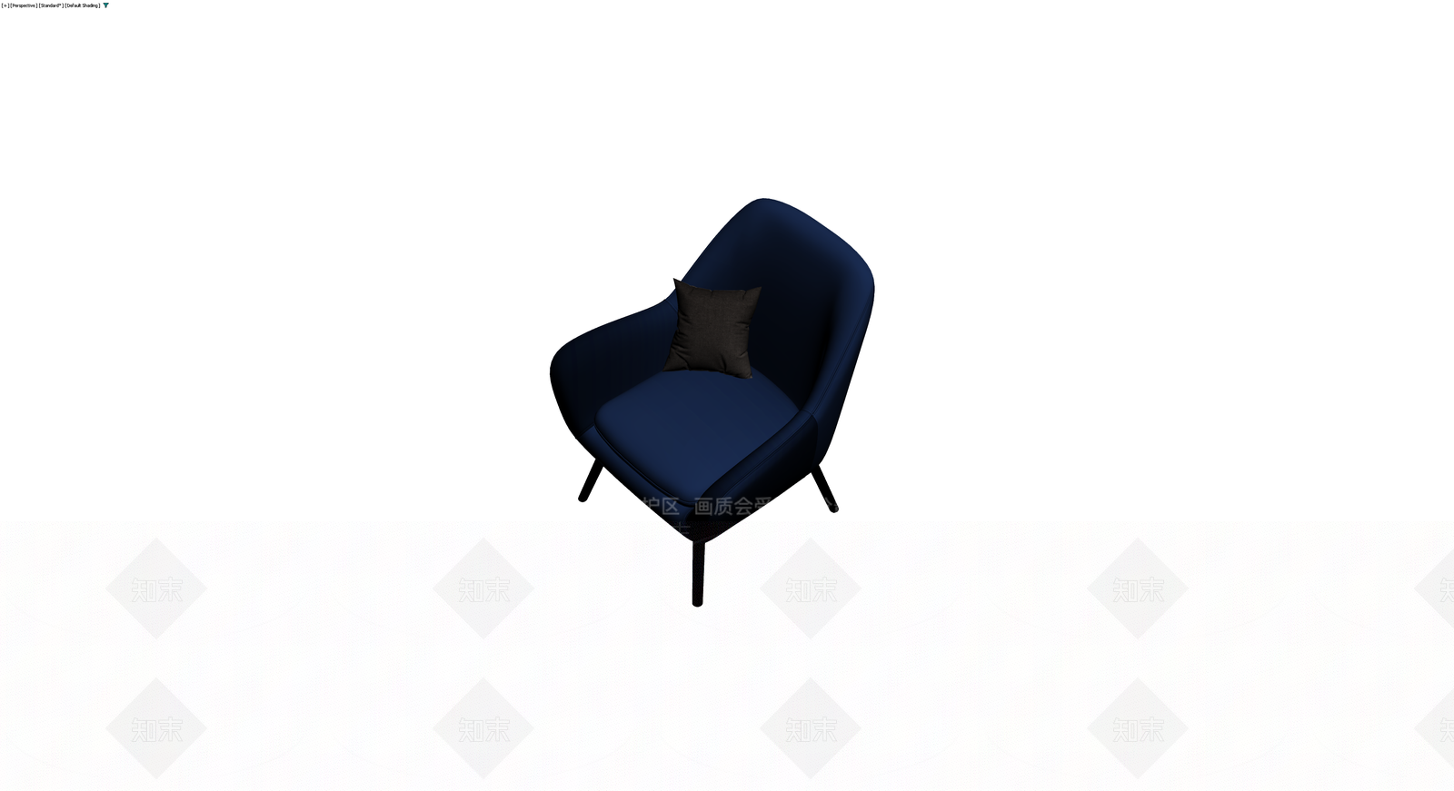 深蓝色现代单人沙发3D模型下载【ID:1230621219】