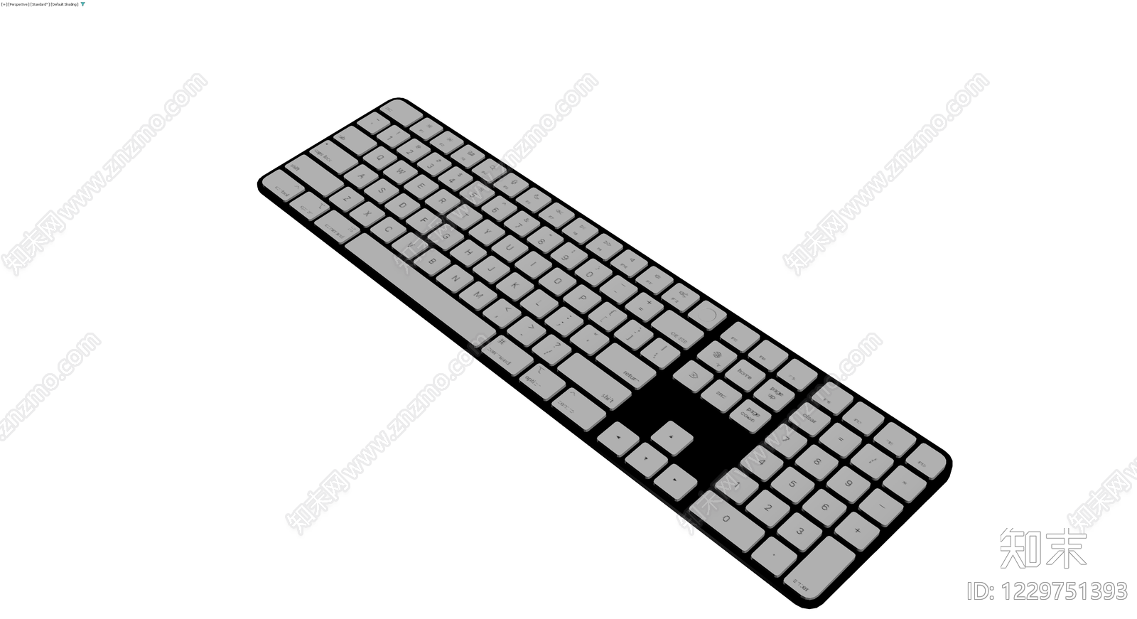 黑色全尺寸键盘灰模3D模型下载【ID:1229751393】