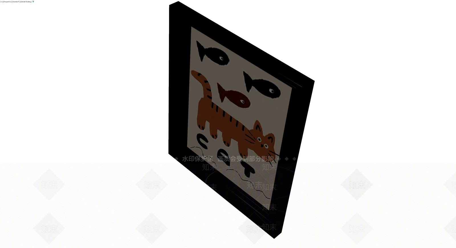 卡通猫鱼装饰画3D模型下载【ID:1230690799】