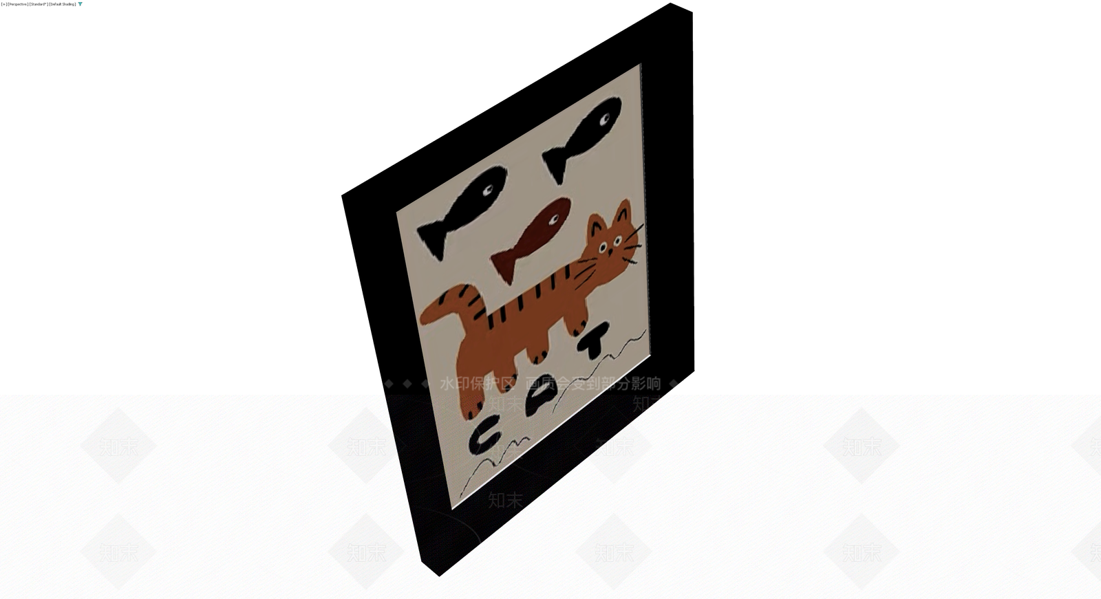 卡通猫鱼装饰画3D模型下载【ID:1230690799】