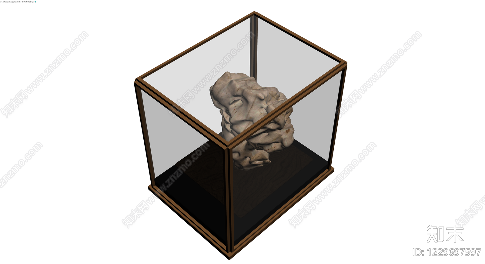 木框玻璃展示柜配雕塑3D模型下载【ID:1229697597】