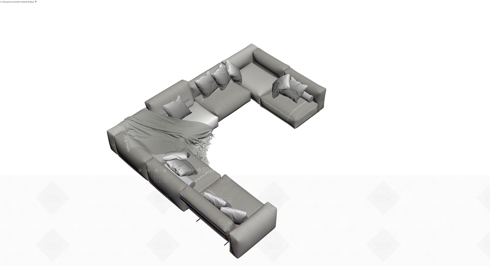 灰色L型组合沙发3D模型下载【ID:1229891923】