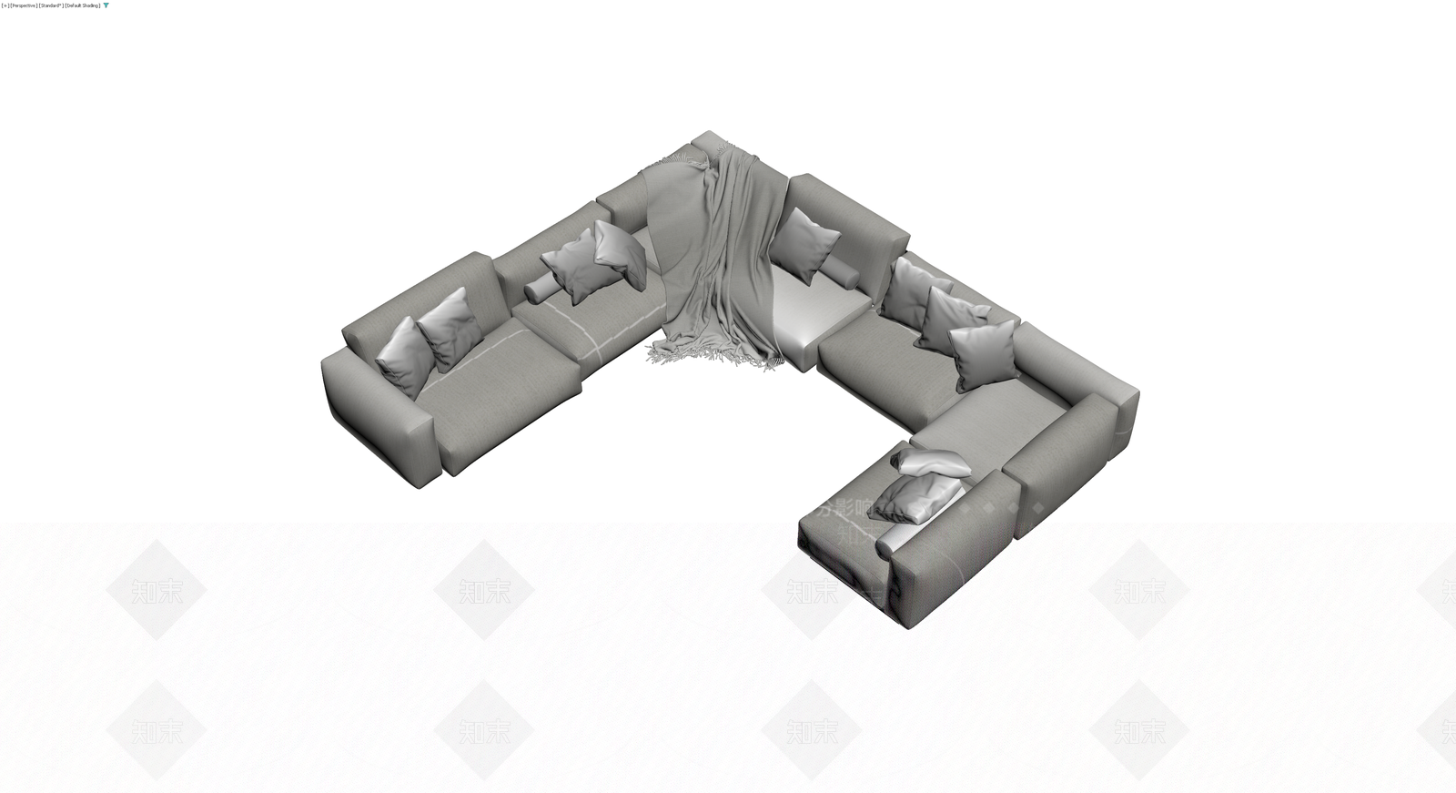 灰色L型组合沙发3D模型下载【ID:1229891923】
