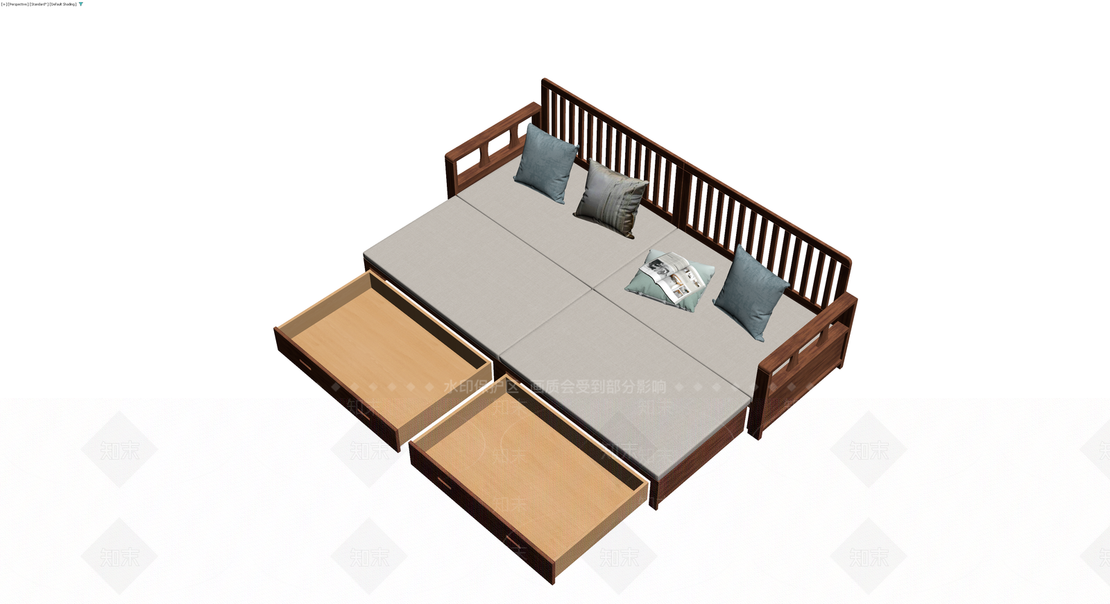 木质储物沙发床模型3D模型下载【ID:1229846976】