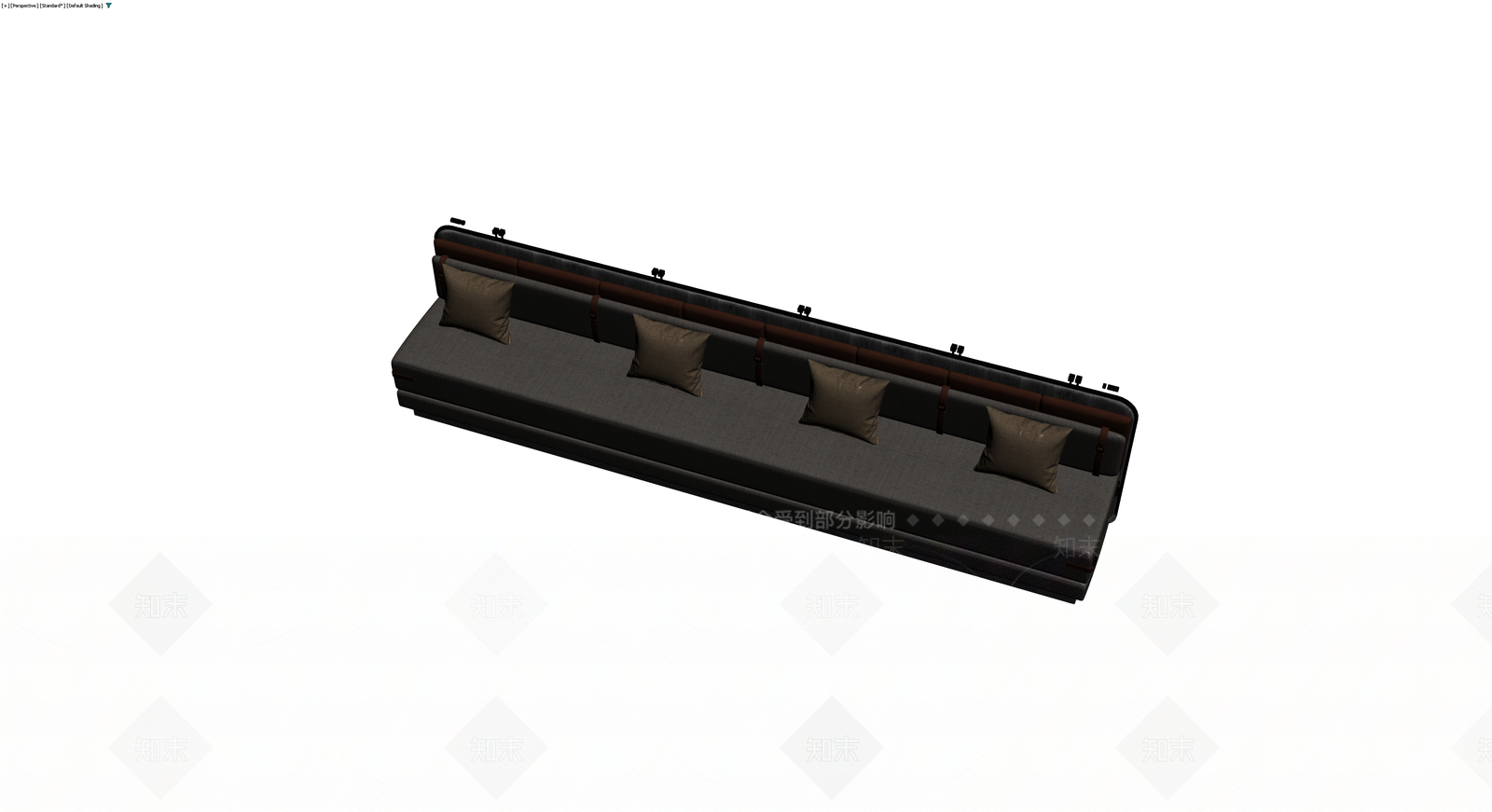 长条深灰布艺沙发3D模型下载【ID:1230678410】
