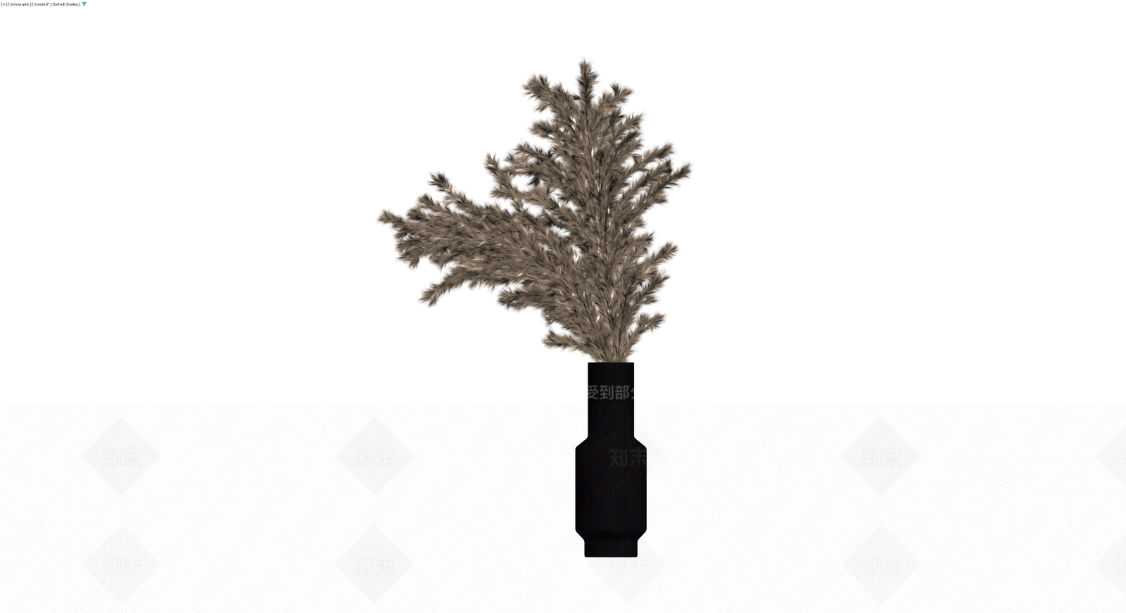 黑色花瓶插干草3D模型下载【ID:1230386067】