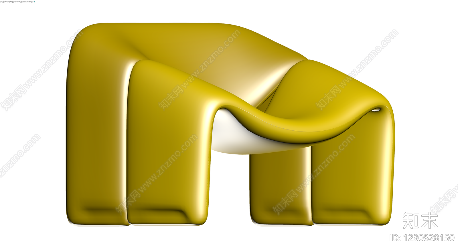 金色流线型休闲椅3D模型下载【ID:1230828150】