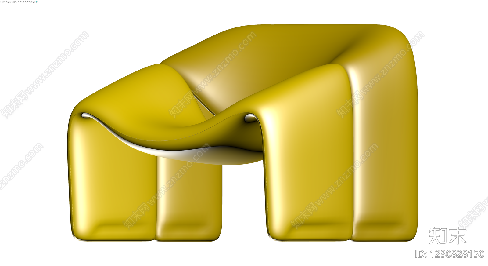 金色流线型休闲椅3D模型下载【ID:1230828150】