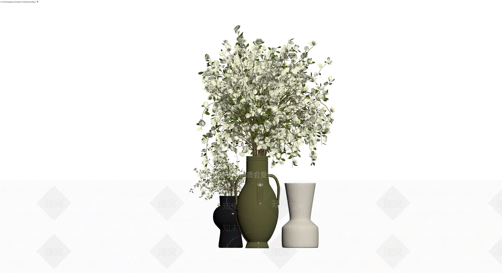 三组花瓶与花艺组合3D模型下载【ID:1230577735】