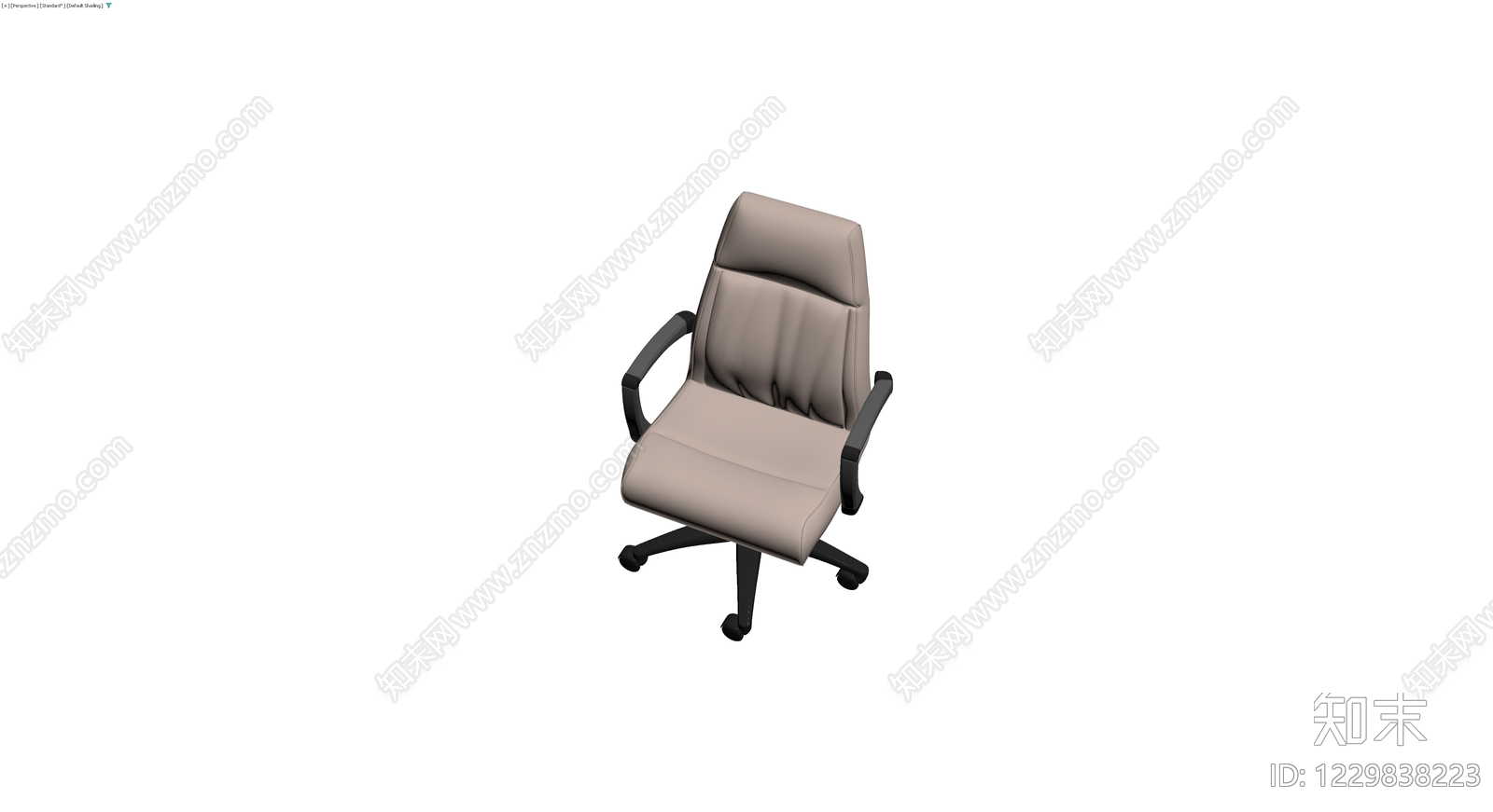 米色办公椅带轮底座3D模型下载【ID:1229838223】