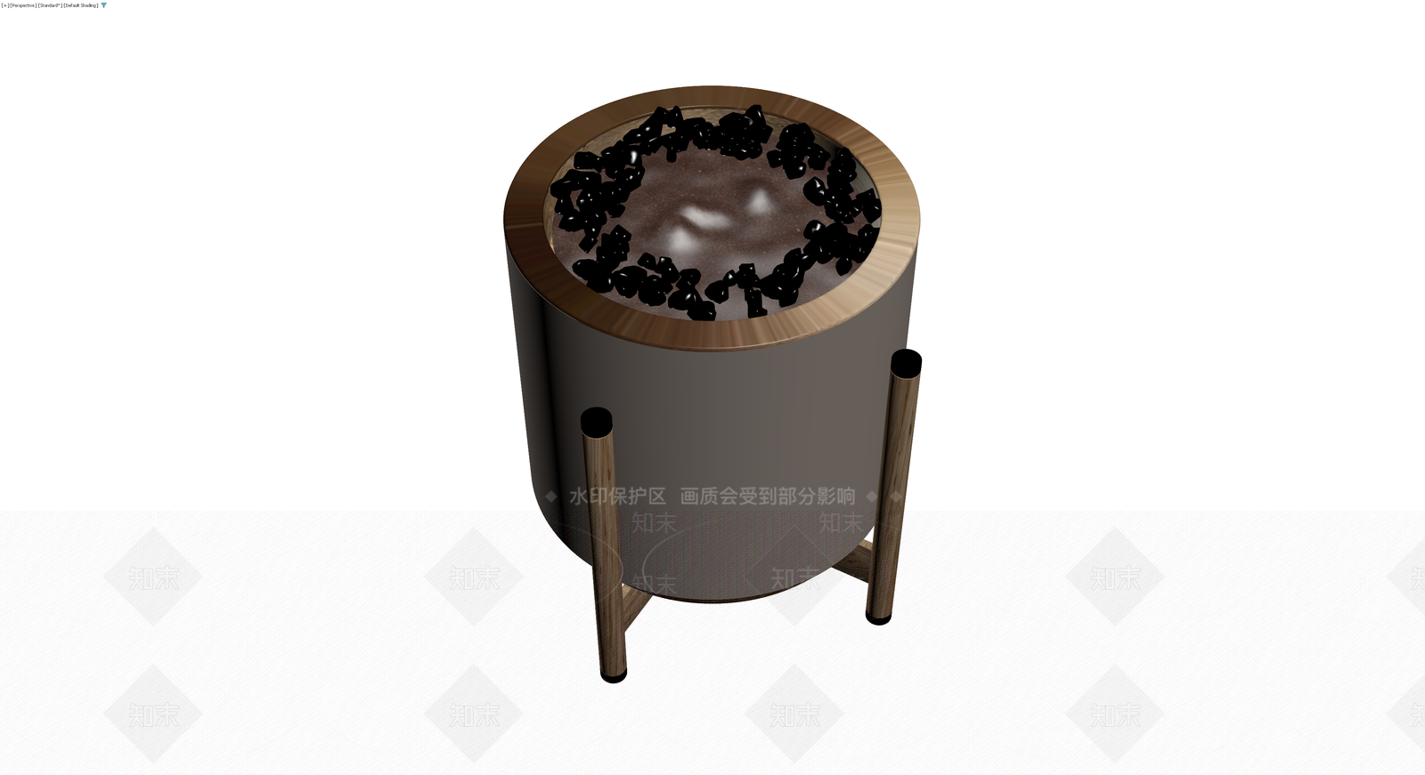 木质底座黑色圆柱炉具3D模型下载【ID:1229863828】