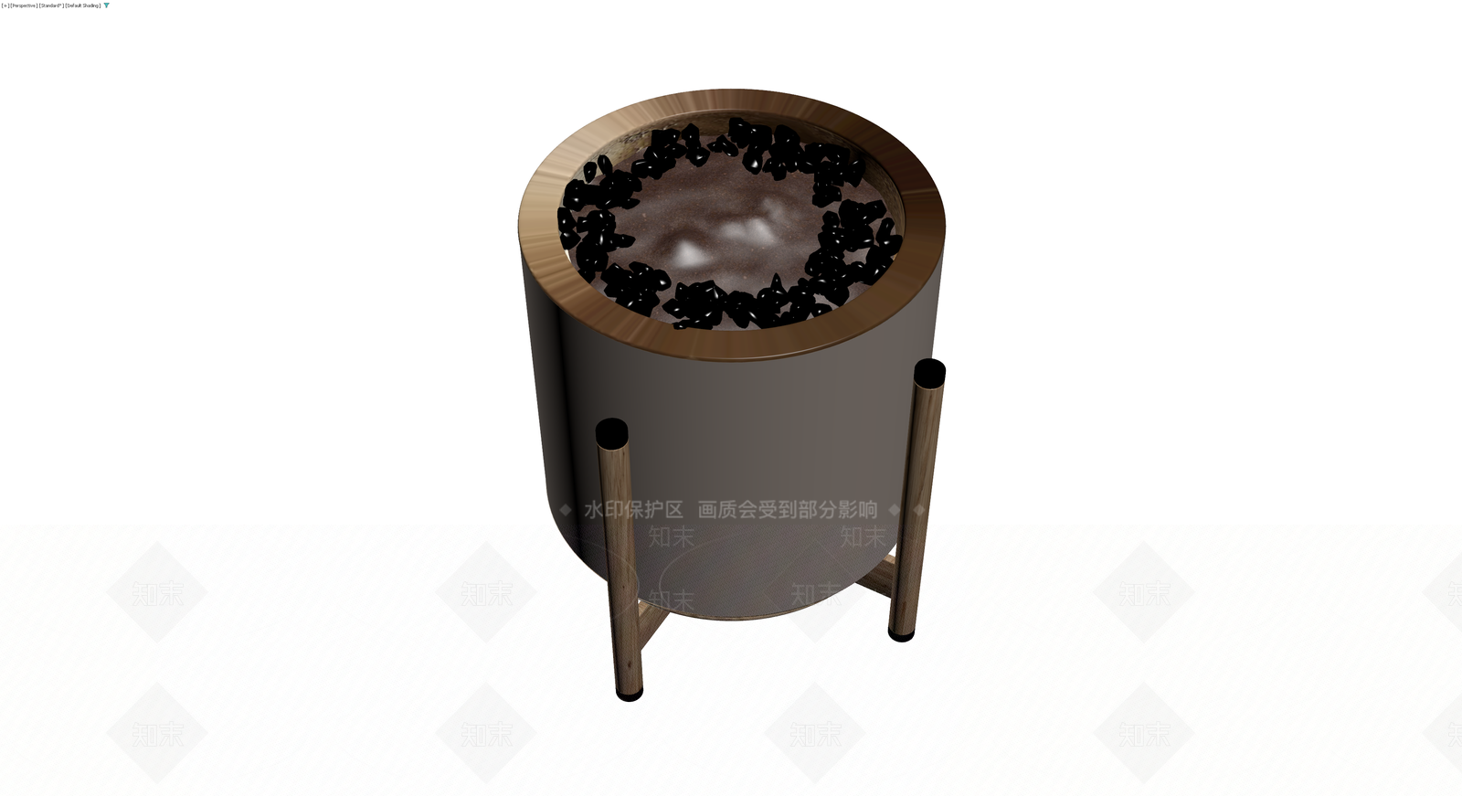 木质底座黑色圆柱炉具3D模型下载【ID:1229863828】