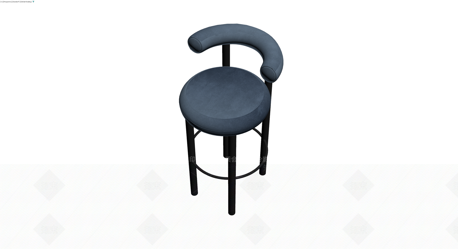 蓝色绒面高脚椅3D模型下载【ID:1229607466】