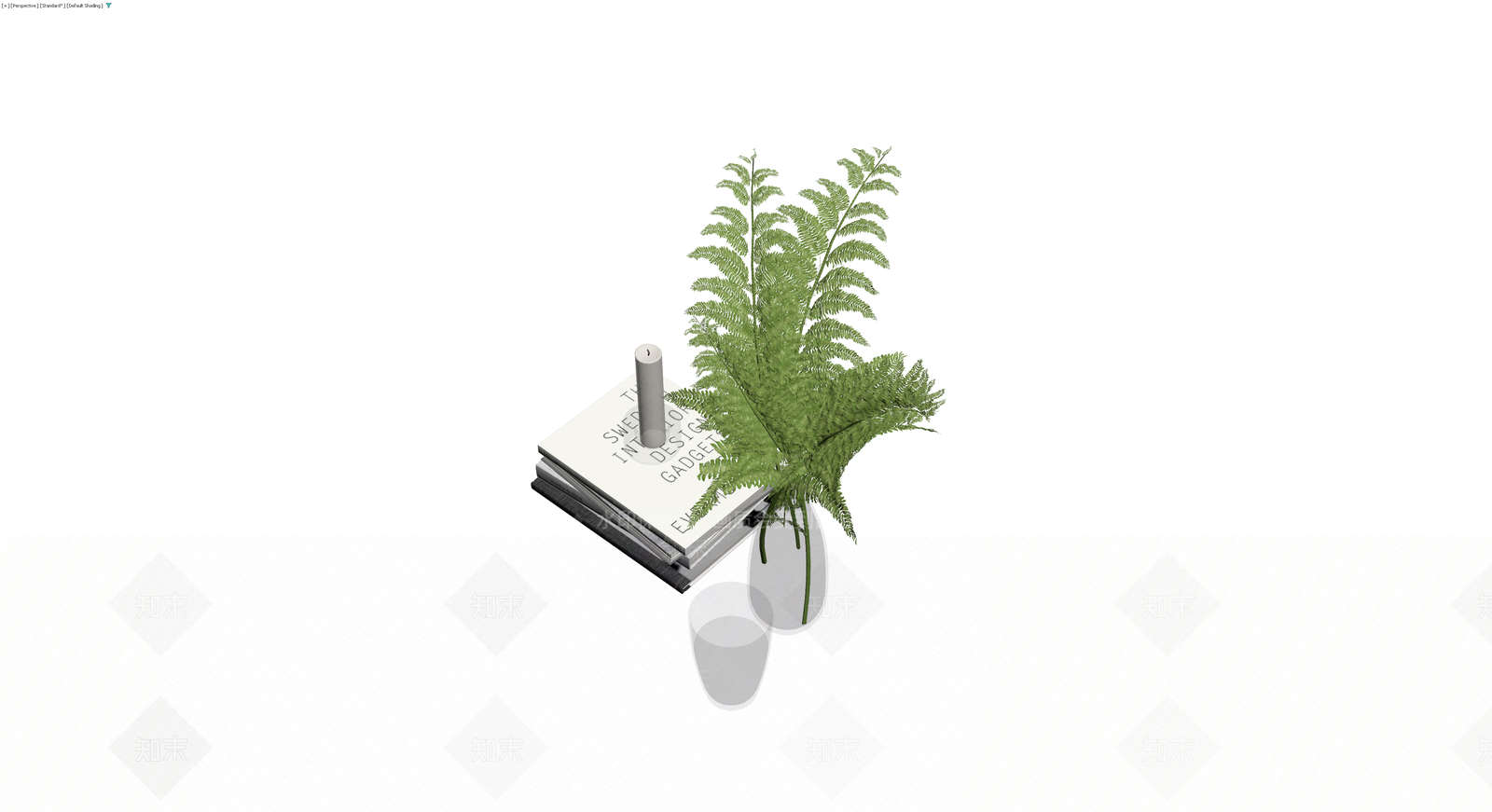 书籍花瓶植物组合摆件3D模型下载【ID:1229639861】