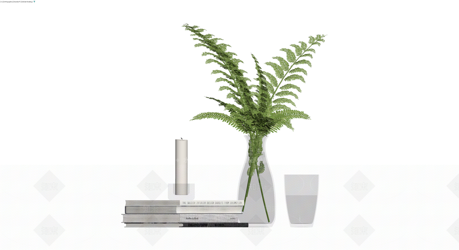 书籍花瓶植物组合摆件3D模型下载【ID:1229639861】