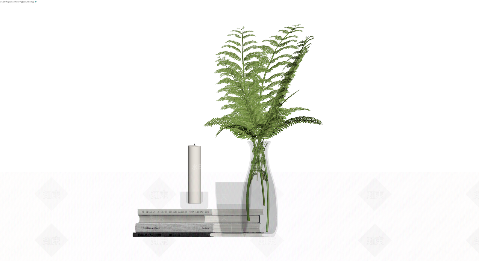 书籍花瓶植物组合摆件3D模型下载【ID:1229639861】