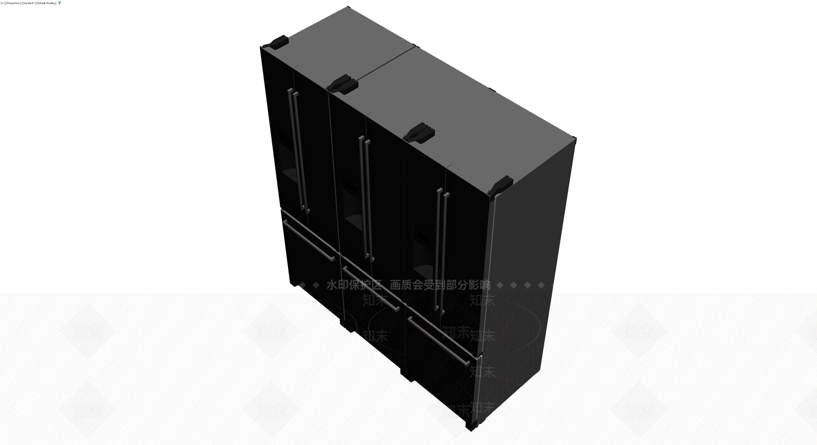 黑色三门对开门冰箱3D模型下载【ID:1229851569】