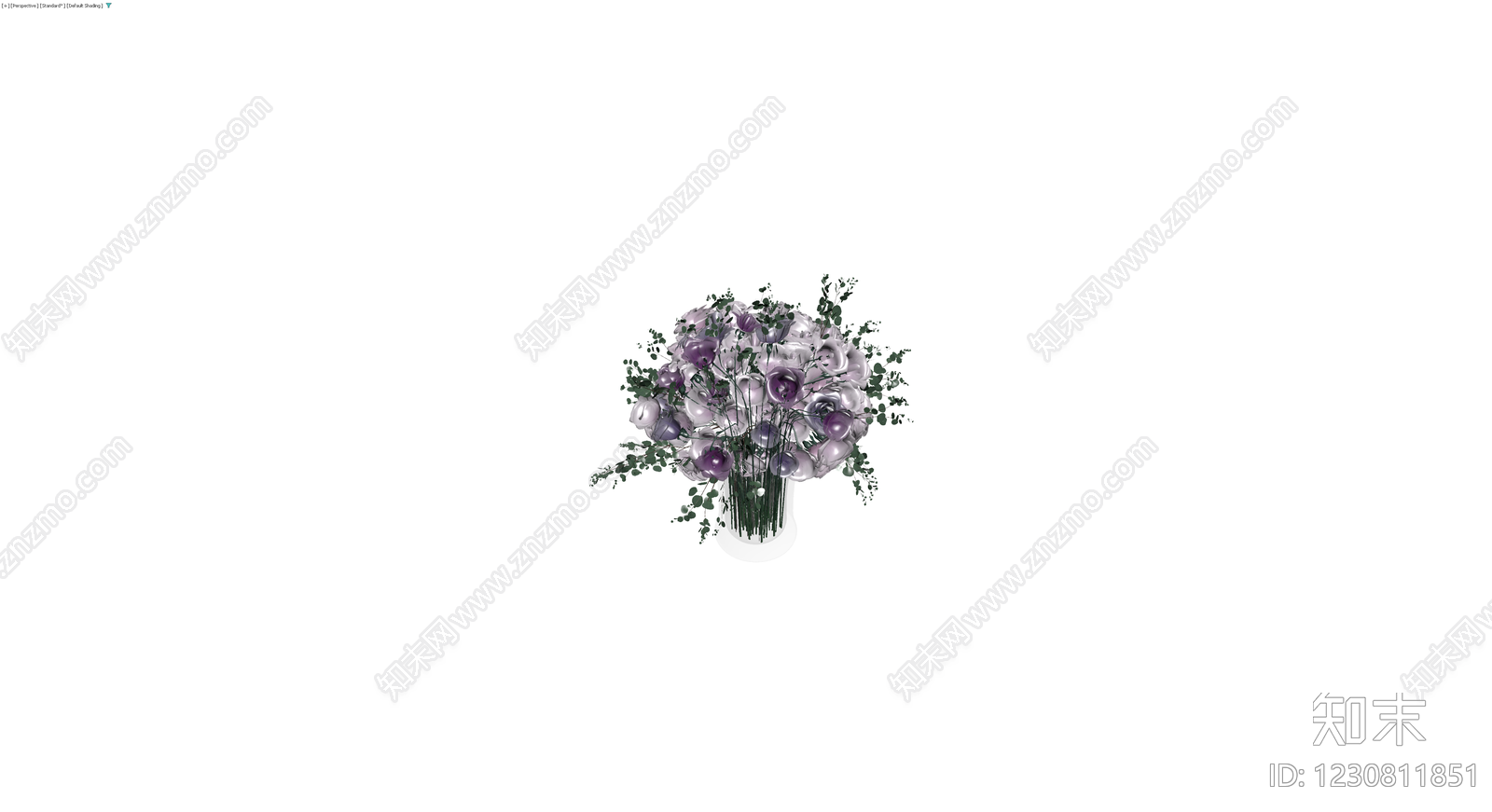 紫花绿植花瓶组合3D模型下载【ID:1230811851】