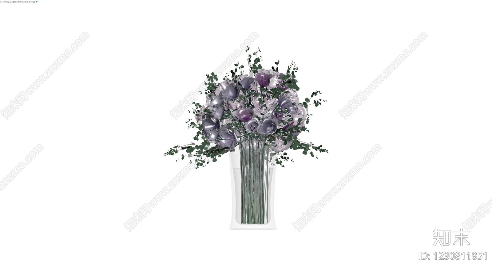 紫花绿植花瓶组合3D模型下载【ID:1230811851】
