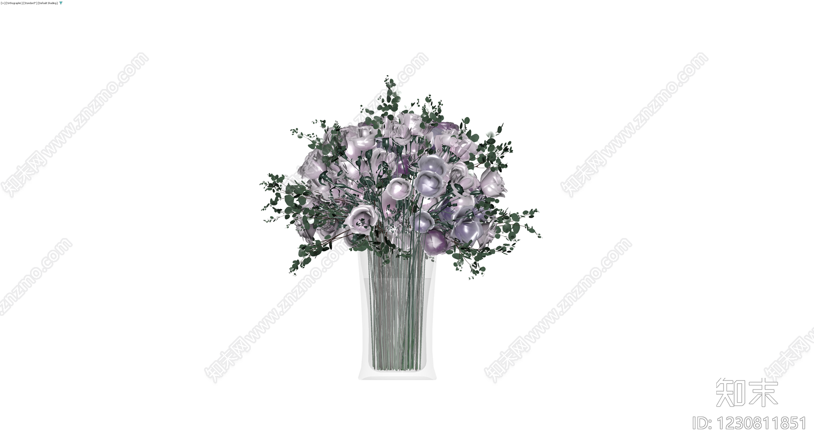 紫花绿植花瓶组合3D模型下载【ID:1230811851】