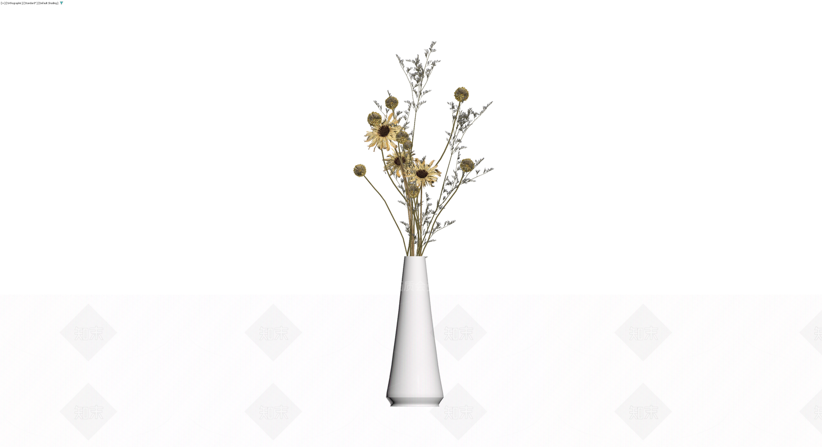 白色花瓶配干花3D模型下载【ID:1230554014】