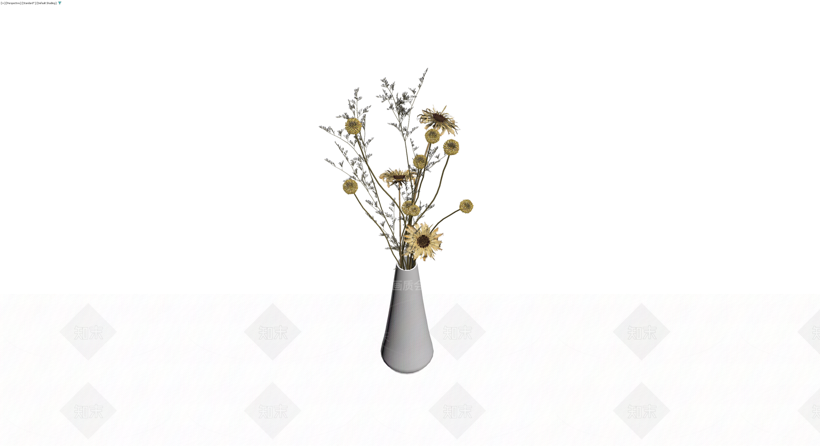 白色花瓶配干花3D模型下载【ID:1230554014】