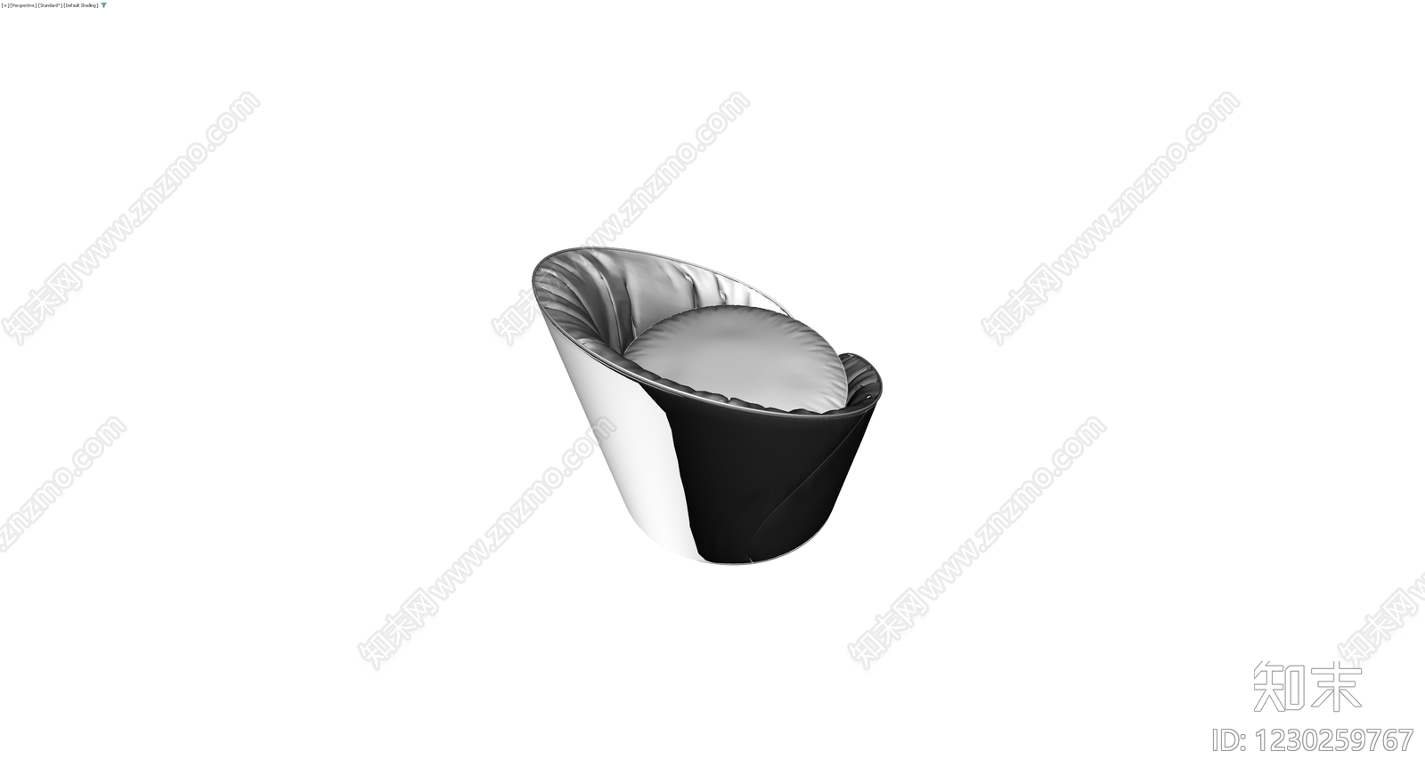 黑白拼色软包单人椅3D模型下载【ID:1230259767】
