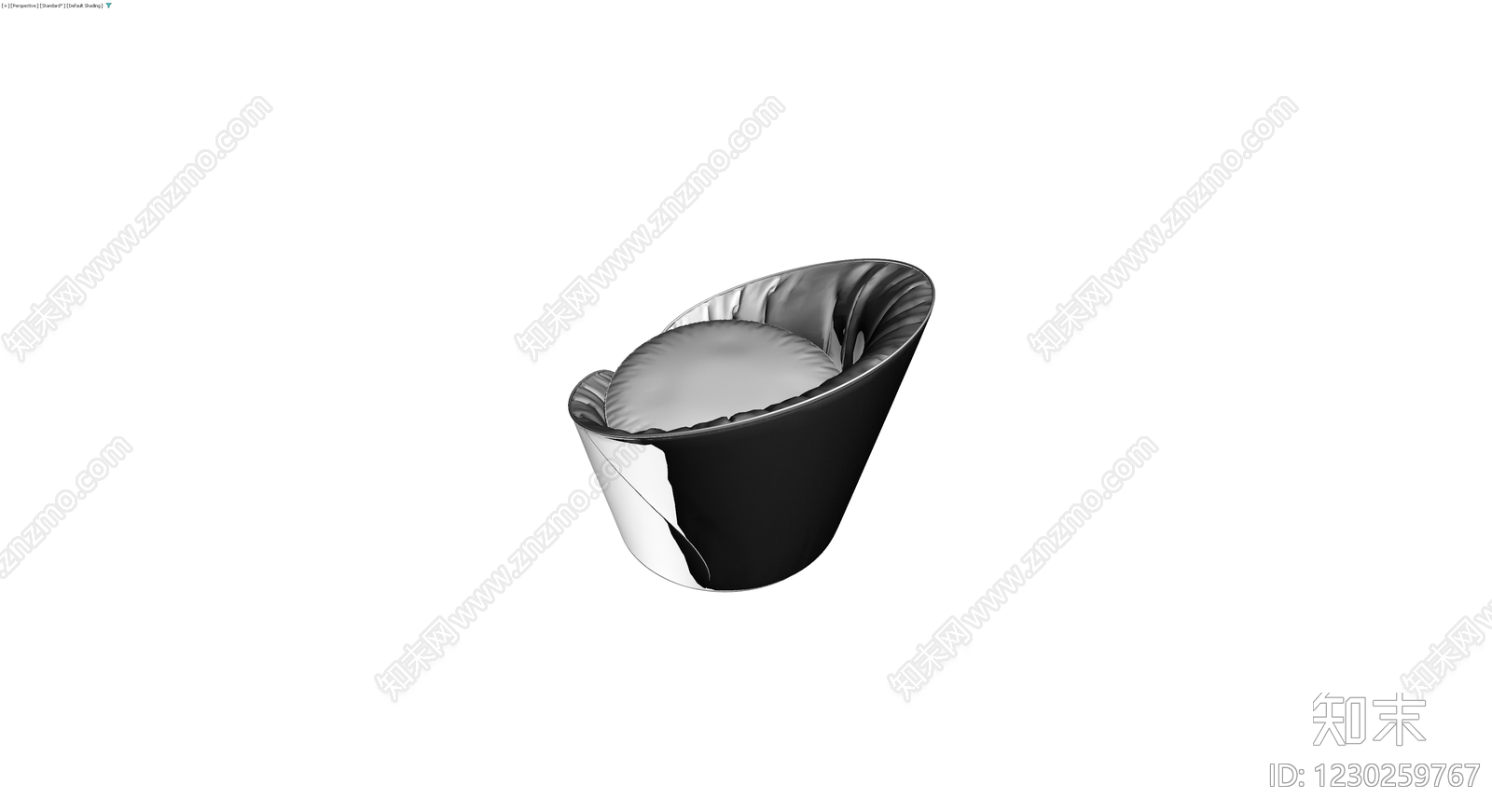 黑白拼色软包单人椅3D模型下载【ID:1230259767】