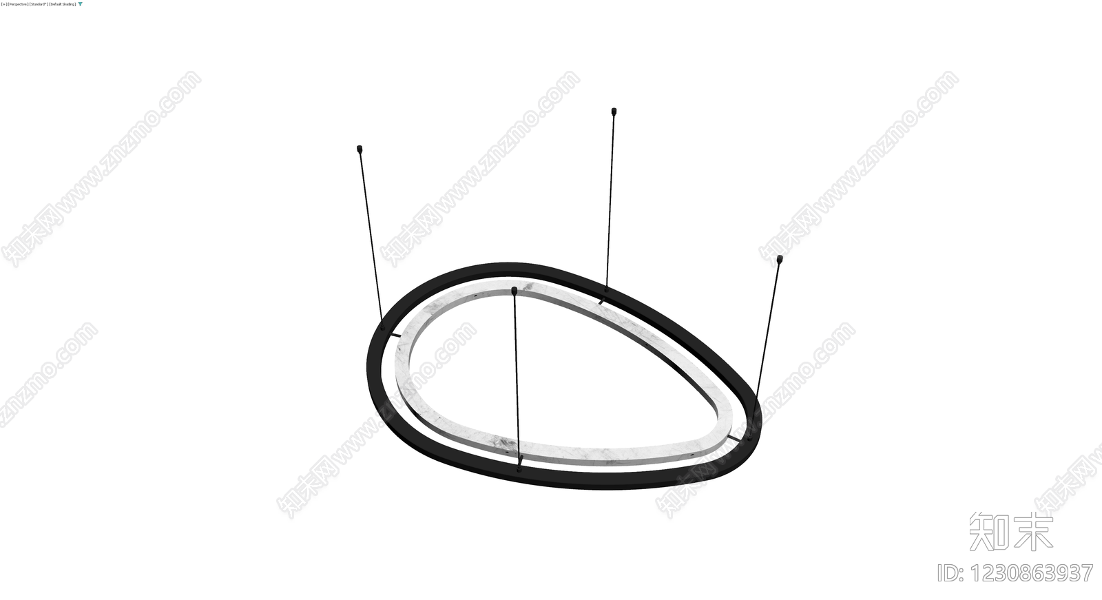 黑白双环造型吊灯3D模型下载【ID:1230863937】