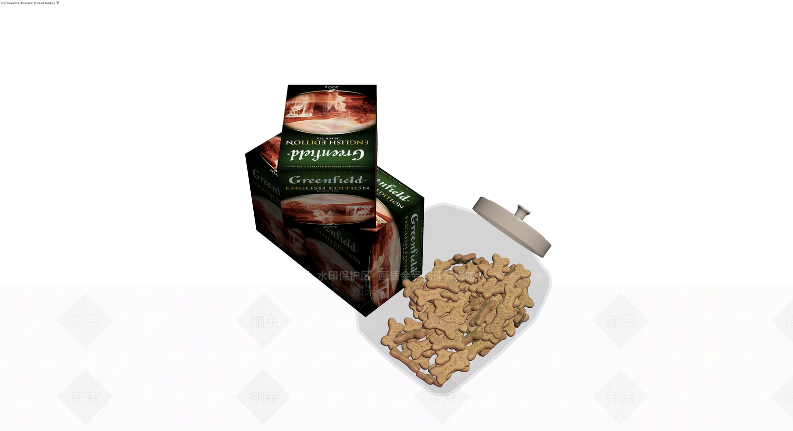 饼干罐与茶叶礼盒组合3D模型下载【ID:1230789671】