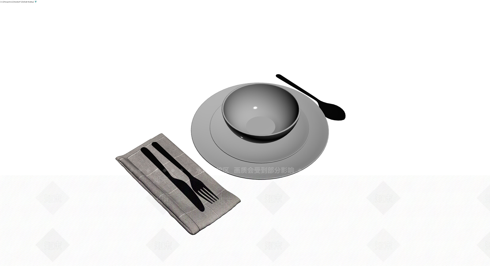 餐具组合（盘碗勺叉）3D模型下载【ID:1230405285】