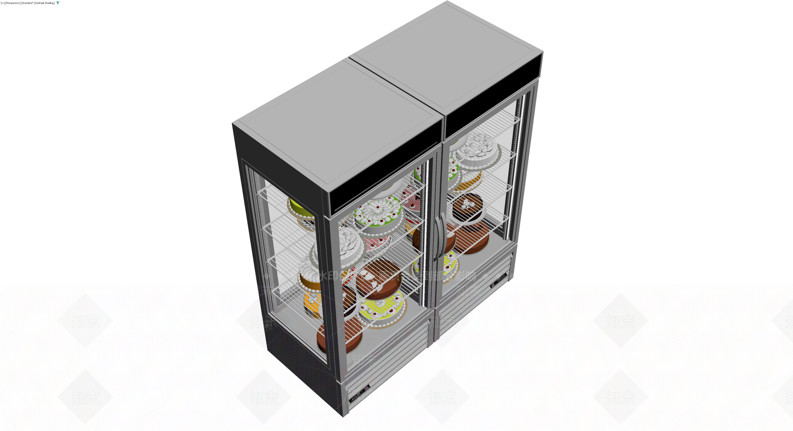 双门蛋糕展示柜3D模型下载【ID:1229678152】