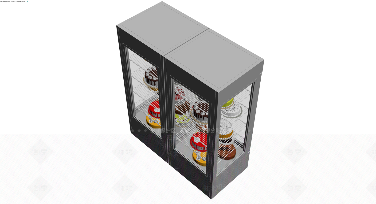 双门蛋糕展示柜3D模型下载【ID:1229678152】