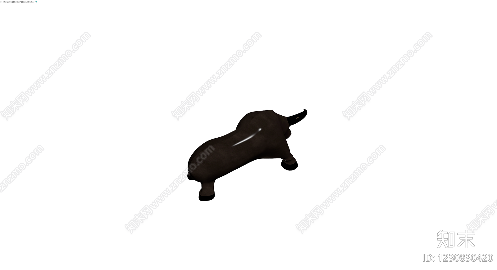 黑色公牛雕塑3D模型下载【ID:1230830420】